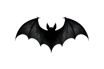 Bat silhouette illustration isolated against a pristine white backdrop, creating a striking contrast. This precise design is perfect for Halloween, gothic themes, or dark, mysterious concepts.