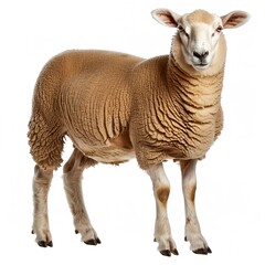 Fototapeta premium Curious sheep standing with transparent 