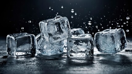 Splashing ice cubes isolated, white or transparent PNG