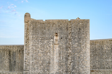 Medieval walls of the Old Walled City of Dubrovnik, UNESCO world heritage site at the Adriatic Sea...