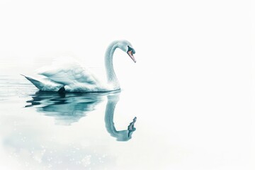 Fototapeta premium Graceful depiction of a swan gliding on serene waters