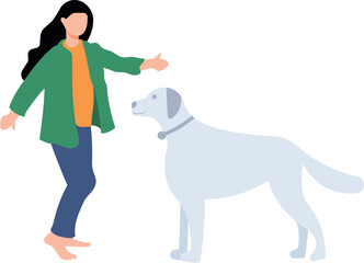 The girl is training the dog.