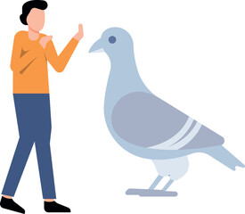 The girl is training the pigeon.
