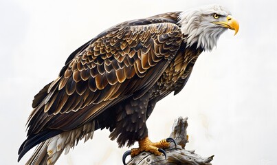 Obraz premium Bald eagle on white background. 