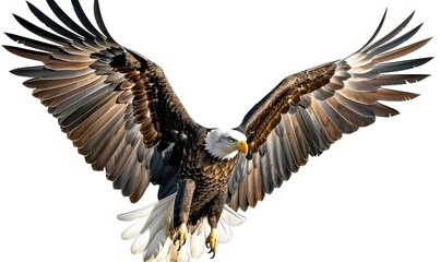 Fototapeta premium Bald eagle on white background. 