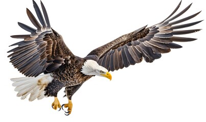 Fototapeta premium Bald eagle on white background. 