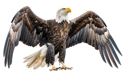 Fototapeta premium Bald eagle on white background. 