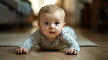 Baby creeps on floor