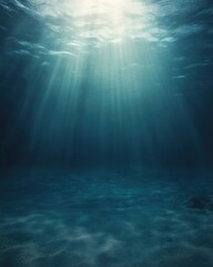 Fototapeta premium A serene underwater scene illuminated by sunlight, showcasing tranquil depths and gentle ripples, ideal for nature themes.