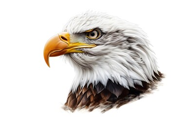 Obraz premium Bald eagle on white background. 