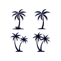 Fototapeta premium Set of Palm tree silhouettes Clip art isolated vector illustration on white background