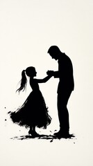 A touching silhouette of a father and daughter dancing, symbolizing love, joy, and cherished moments together.