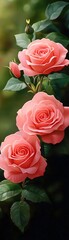 Beautiful pink roses surrounded by lush green leaves, perfect for adding a touch of nature's elegance to any design.