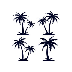 Fototapeta premium Set of Palm tree silhouettes Clip art isolated vector illustration on white background