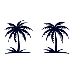 Fototapeta premium Set of Palm tree silhouettes Clip art isolated vector illustration on white background