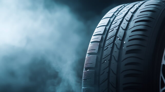 Stack of wheels in stock, Vehicle tire replacement and storage, seasonal replacement. Business services for auto, cars. Horizontal banner, poster template for selling tire service.
