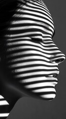 Striped Light and Shadow on a Woman's Face