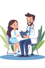 A cheerful doctor interacts with a young patient, conveying warmth and care in a bright medical setting.