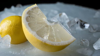Slice Of Lemon Frozen in Ice