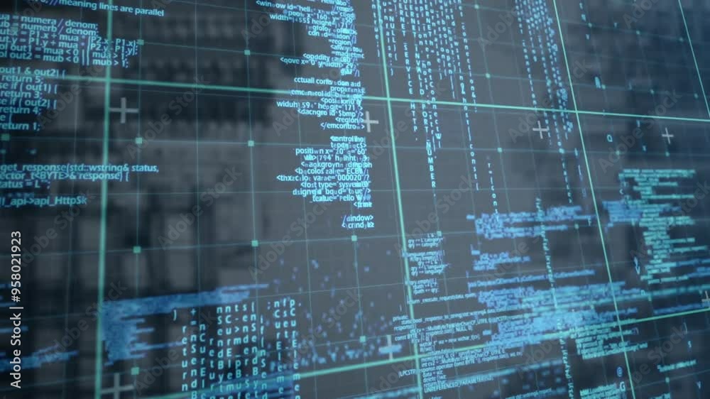 Aufkleber Computer code and data processing animation over transparent screen