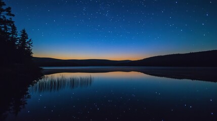 Starry Night Reflection on a Serene Lake