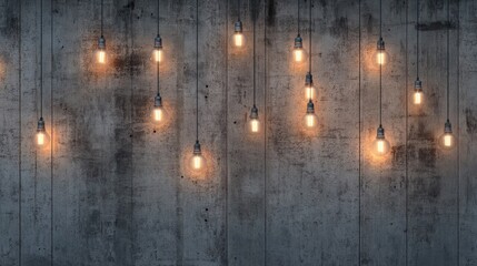 2025 sign industrial lightbulbs on concrete wall. HAPPY NEW YEAR 2025 background