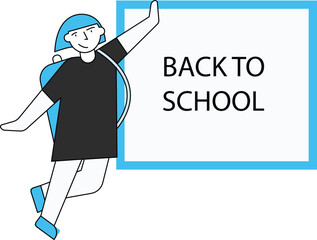 The girl is standing by the school board.