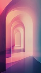 Fototapeta premium A mesmerizing abstract corridor with smooth arches, blending soft colors and light for a dreamlike atmosphere.