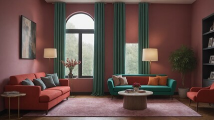 Fototapeta premium Interior design image with vibrant colour theme, 