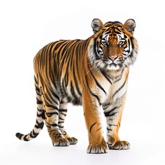 Obraz premium Majestic Tiger Standing on White Surface isolated 