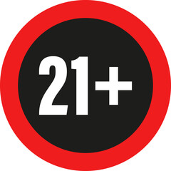 Age Limit 21 Plus. Age Restriction Content Icon