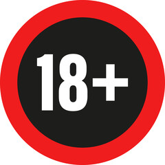 Age Limit 18 Plus. Age Restriction Content Icon