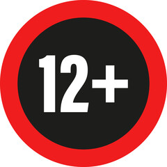 Age Limit 12 Plus. Age Restriction Content Icon