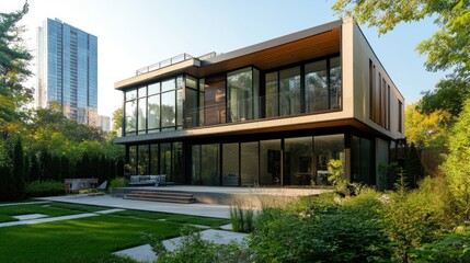 Fototapeta premium Modern House with Backyard Landscape