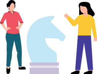 Boy and girl talking about business plans and strategies.