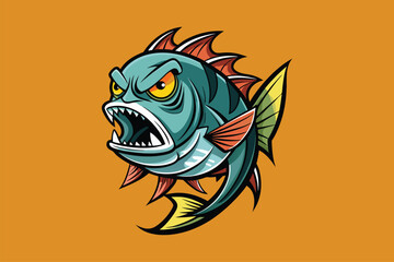 Angry fish  art   illustration   vector .eps
