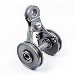 Obraz premium High-resolution image of a gray metal pulley 
