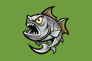 Angry fish  art   illustration   vector .eps