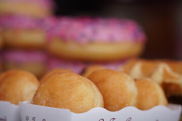 Kazakh national dish made of dough. Baursaki buns.