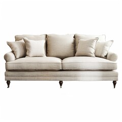 Isolated sofa on white background, transparent 