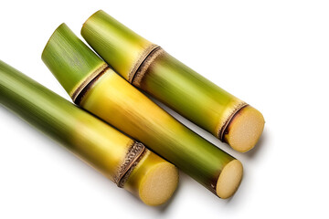  stalks of sugar cane isolated on white background