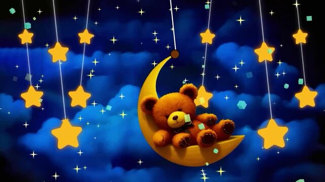 lullaby for babies to go to sleep, panda sleeping moon and star rotation 