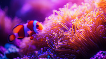 Vibrant Clownfish and Anemone in a Coral Reef