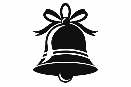 recommend clip art: Christmas Bell silhouette vector illustration. Xmas bell icon art on white background