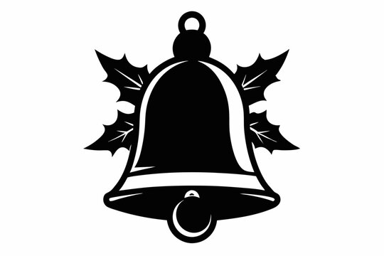 recommend clip art: Christmas Bell silhouette vector illustration. Xmas bell icon art on white background