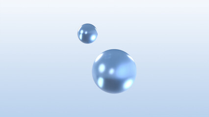 Blue crystal balls floating on light background
