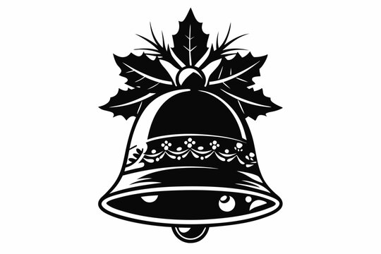 recommend clip art: Christmas Bell silhouette vector illustration. Xmas bell icon art on white background