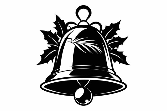 recommend clip art: Christmas Bell silhouette vector illustration. Xmas bell icon art on white background
