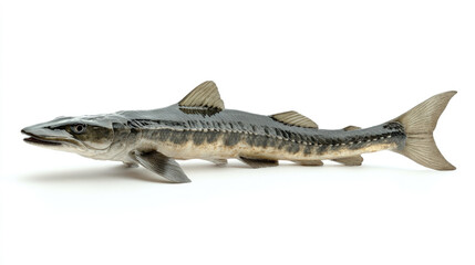 Naklejka premium Sturgeon isolated on a white background, side view.
