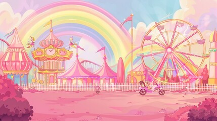 Obraz premium Kid playground park with rainbow cartoon